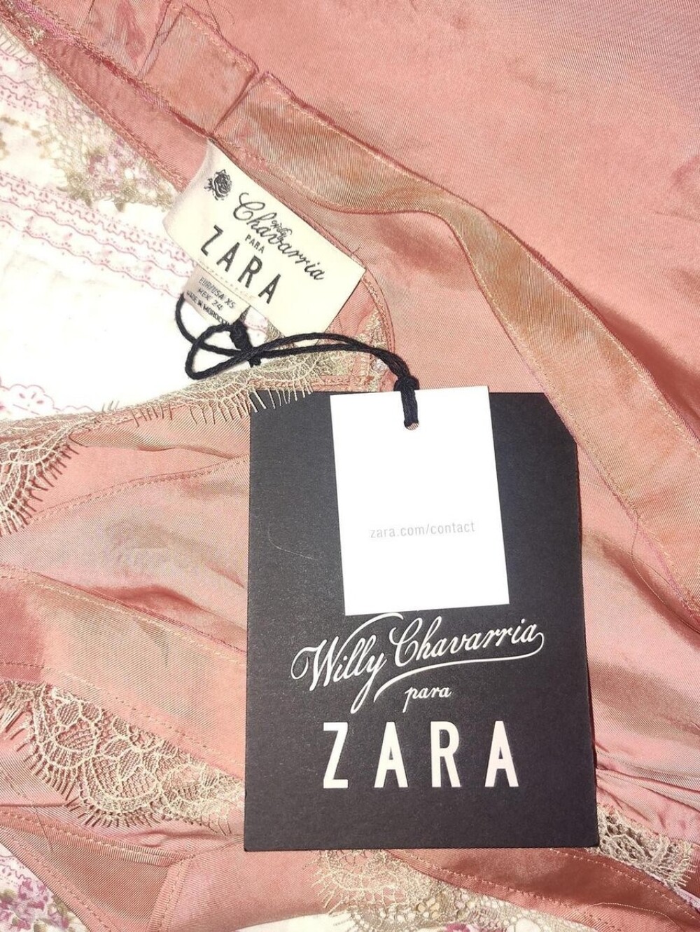 Zara by Willy Chavarria peach pink lace trim Lingerie-style slip dress sz XS - Picture 5 of 5